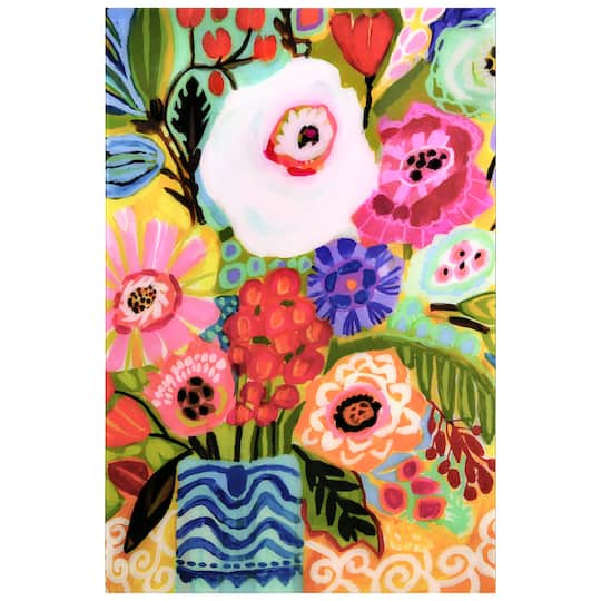 Empire Art Direct 32" x 48" Fresh Flowers in Vase II Frameless Free Floating Tempered Glass Wall Art
